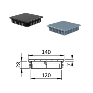 140x140 Plastové zátky štvorcové, materiál polyetylén - Antracit, Biela, Čierna, Šedá