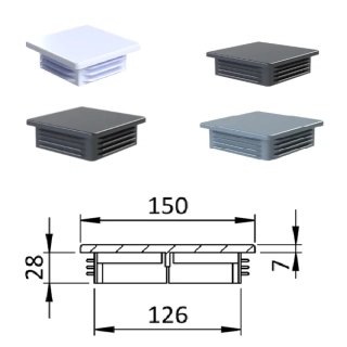 ZK150x150 Plastové zátky štvorcové, materiál polyetylén - Antracit, Biela, Čierna, Šedá