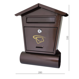 DOPREDAJ / SDT-1 hneda - Schránka poštová 280x330x50mm, hnedá, max. formát listu: B6, tunel na noviny ø70 mm