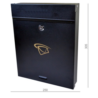 S-01 cierna schránka poštová (250x305x60mm), max. formát listu: A4, čierna