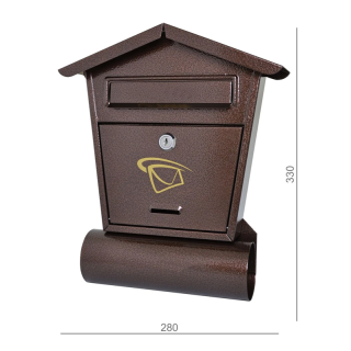DOPREDAJ / SDT-1 medena - Schránka poštová 280x330x50mm, medená, max. formát listu: B6, tunel na noviny ø70 mm