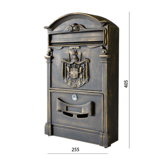 580/AL AU patina - schránka poštová, 255x405x90mm, zlatá patina