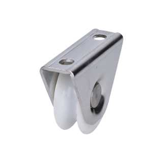 E1-VK58/16-UN - Vodiaca kladka ø 58mm s nylonovým kolieskom na montáž pod rám, pre profil C902IX16, nosnosť (celej brány) 150kg, nerez /AISI304