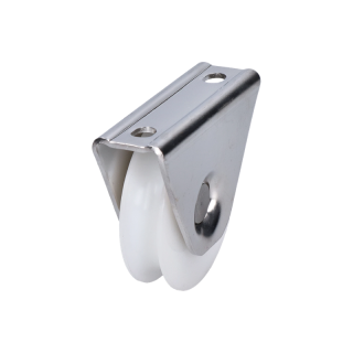 E1-VK78/16-UN - Vodiaca kladka ø 78mm s nylonovým kolieskom na montáž pod rám, pre profil C902IX16, nosnosť (celej brány) 200kg, nerez /AISI304