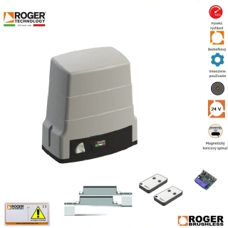 Roger KIT BH30/610/HS -RÝCHLY BRUSHLESS 24V pohony pre posuvné brány do 600 kg s magnetickým koncovým spínačom Sada rýchleho motora HS do 1500Kg