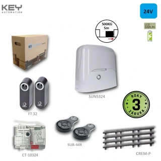 KEY SUN5324 - EH, -1 x SUN5324,1x CT-10324, 1xFT23, 4xCREM-P, 2x SUB44R, sada pre posuvnú bránu do 500kg/ prejazd 5m