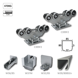 C Set85/Zn-9F - INTERMEDIO samonosný systém posuvnej brány do 470kg/7.5m