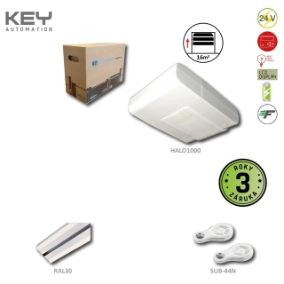 KEY HALO HA1000LED pohon pre sekcionálnu bránu do 16m2/130kg s vodiacou svetelnou lištou RAL30, 2x SUB 44N