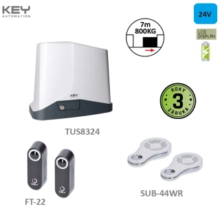 KEY KTUS8324KS TURBO S KIT 1x CT-10324, 2x SUB44R, 1 pár, FT-22, pre posuvné brány do 800kg, 24V