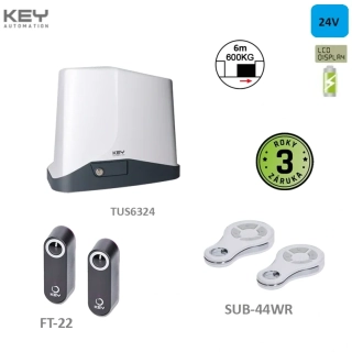 KEY KTUS6324KS TURBO S KIT 1x CT-10324, 2x SUB44wR, 1 pár, FT-22, pre posuvné brány do 600kg, 24V