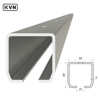 C-DIER-399P-4Zn - C profil s otvormi, 69x69x4mm, pozink pre samonosný systém 1-6m
