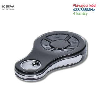 KEY SUB84C Vysielač 4-kanálový, plávajúci kód, čierny, 433/868 MHz