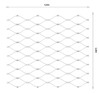 EB2-0205-1.0-60x104 Lanková sieť, 1 x 5 m, oko 60 x 104 mm, ø 2 mm, AISI 316