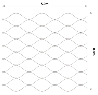 EB2-1ST05-60x104 Lanková sieť, 0,8 x 5 m, oko 60 x 104 mm, ø 2 mm, AISI 316