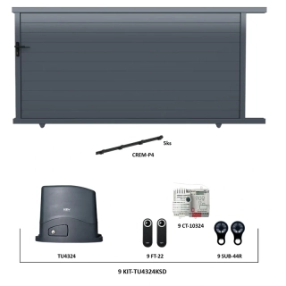 AL-BR-SLI-1-SETKEY Posuvná hliníková brána 4000 x 1862 mm s pohonom TU4324KSD
