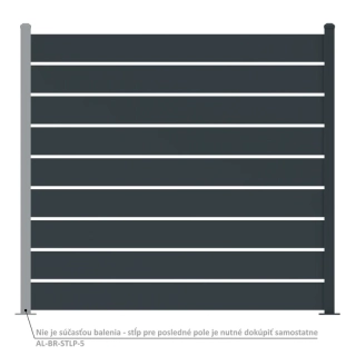 AL-BR-FNC-2G Plotové pole, hliníkové, šírkovo nastaviteľné, 2000 x 1757 mm