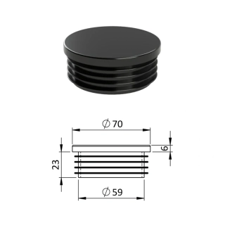 ZO70BLACK Vnútorná krytka guľatá ø 70 mm, plastová, čierna