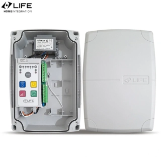 LIFE GE UNI RS DL - riadiaca jednotka s integrovaným prijímačom, transformátorom a boxom pre 1-2 230V pohony LIFE OP3, OP5, ER4