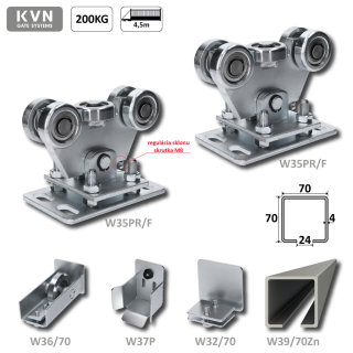 W Set70/Zn-F 70x70x4mm samonosný systém  do 200kg/4m otvor, profil pozinkovaný