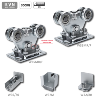W-SET80F Set pre samonosný systém 80x80x5mm, 2x W35MR/ F, 1x W37M, 1x W36/80 do 300kg/5,5m otvor,