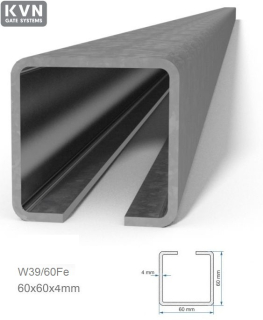 W3960Fe profil 60x60x4mm Fe C profil 60x60x4mm čierny, v dĺžkach 1, 2, 3, 4, 5, 6m, cena za KUS