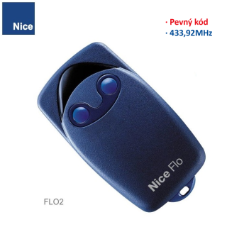 NICE FLO2, vysielač 2 kanálový, pevný kód, 433,92Mhz, séria Flo