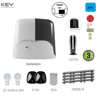KEY SUN4024-KH, 1x SUN4024,1x14A,1xRX4X, 1xFT32,2xSUB-44WR,1xLED Sada pre posuvnú bránu do 400kg/ 5m