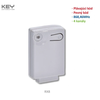 KEY RX8 (868MHz) Prijímač interný 4-kanálový, pevný aj plávajúci kód,